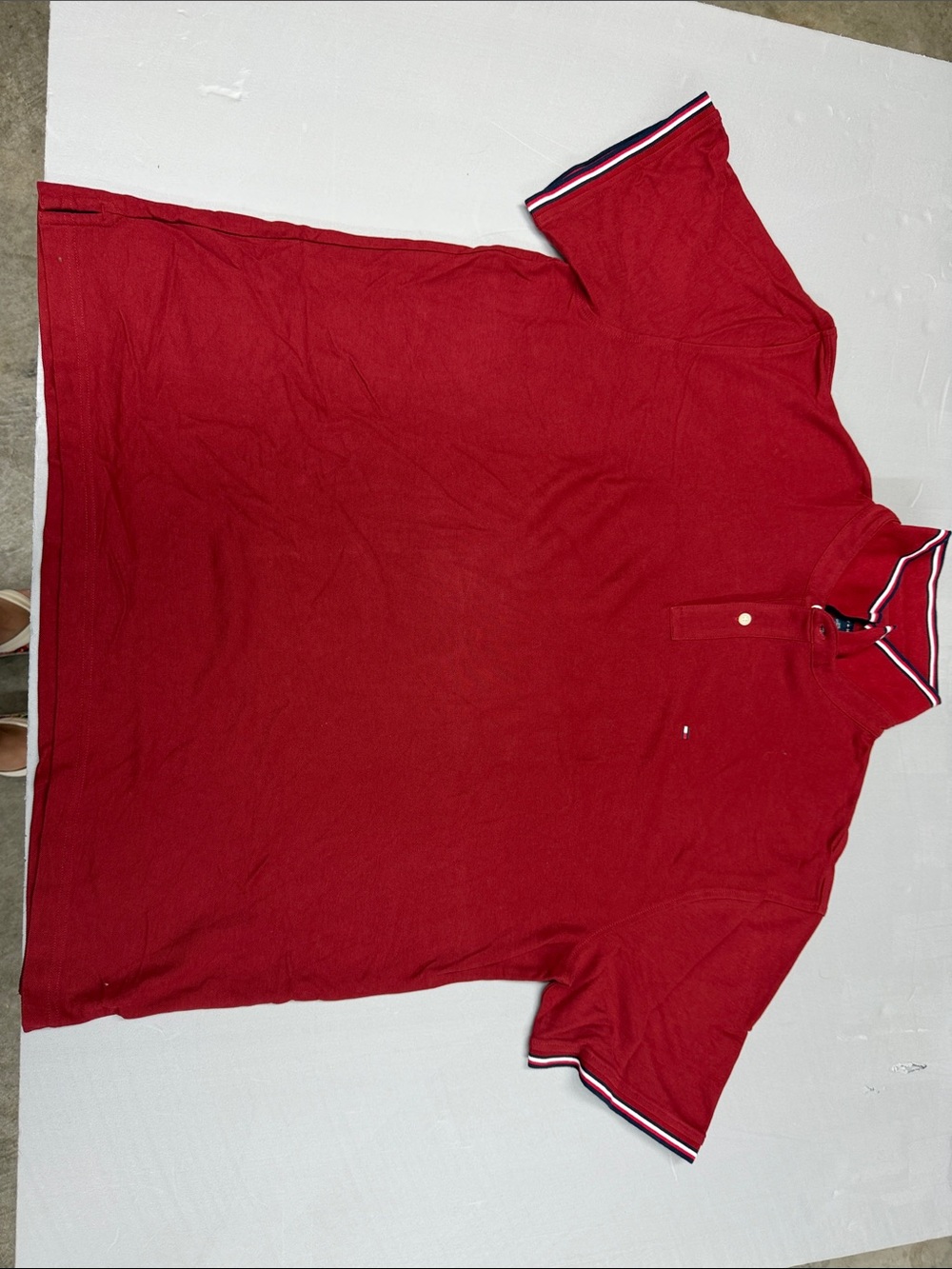 Tommy Hilfiger Red Polo with Contrast Stripe Trim